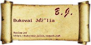 Bukovai Júlia névjegykártya